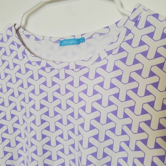 J McLaughlin Purple and White Print Top - Picture 3 of 9